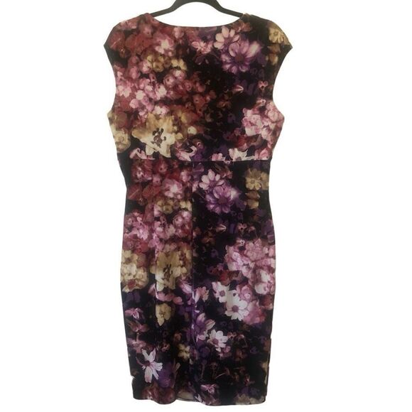 Lauren Ralph Lauren V Neck Empire Waist Floral Sheath Dress Career, Wedding Gues - Picture 2 of 16